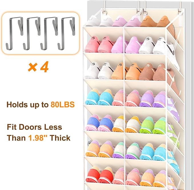 30 Pairs Over the Door Shoe Organizer, 10-Tier Door Shoes Rack Storage - Image 7