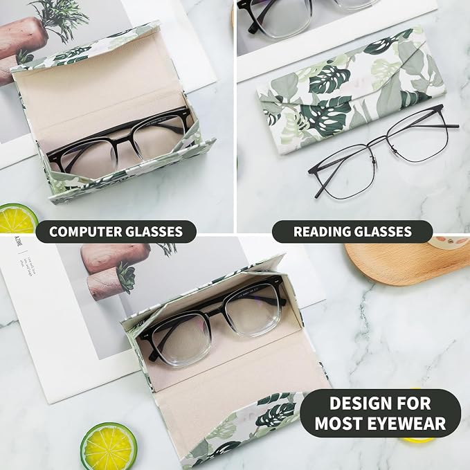 Foldable Glasses Case, Magnetic PU Leahter Sunglasses Case, Cute Hard Shell - Image 2