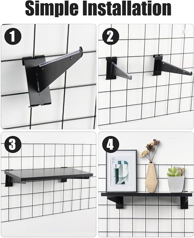 6 Pack GridWall Shelves with Metal Brackets - Image 5