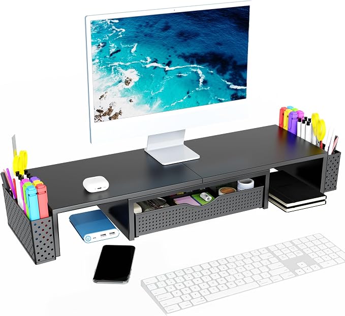 Spacrea Metal Desk Organizers and Accessories, Dual Monitor Stand Riser - Image 2
