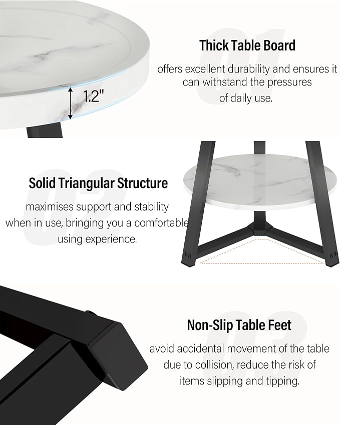 Small Round End Table, 2-Tier Side Table - Image 6