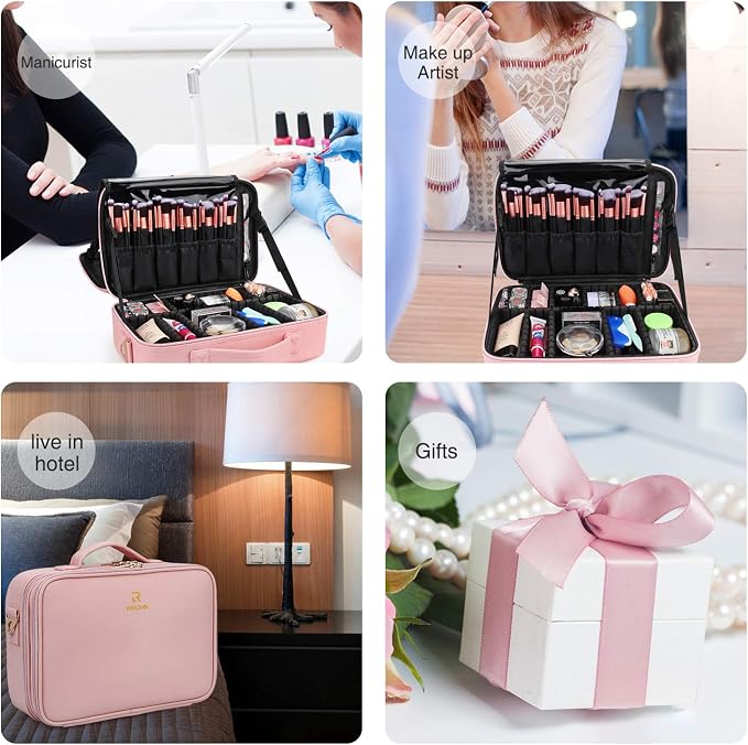 Relavel Makeup Bag Travel Makeup Train Case 13.8 inches Large Cosmetic Case - Image 8