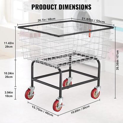 VEVOR Wire Laundry Cart, 2.8Bushel Wire Laundry Basket - Image 3