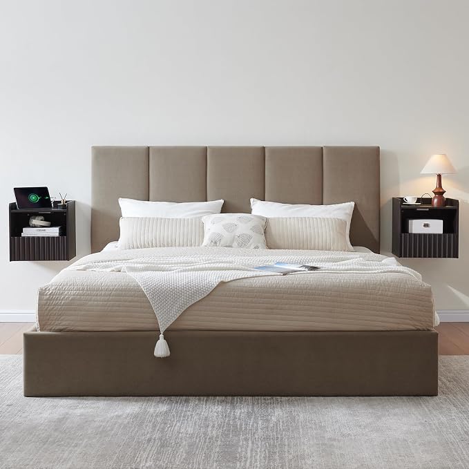 Modern Fluted Floating Nightstand Wall Mounted Set of 2- Bedside Table - Image 9