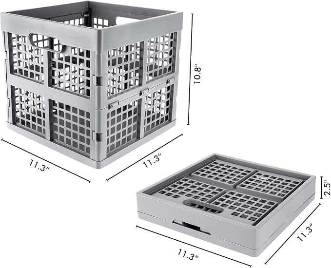 3-Pack Collapsible Plastic Storage Crates, Foldable Crates - Image 3