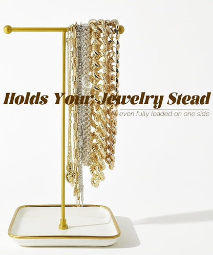 VROOMIUM Necklace Holder- Ceramic Base 1ft Height Jewelry Organizer Stand - Image 4