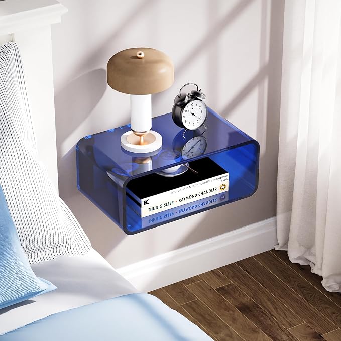 Acrylic Floating Nightstand, Bedside Table, Nightstand Shelf Wall Mounted - Image 2