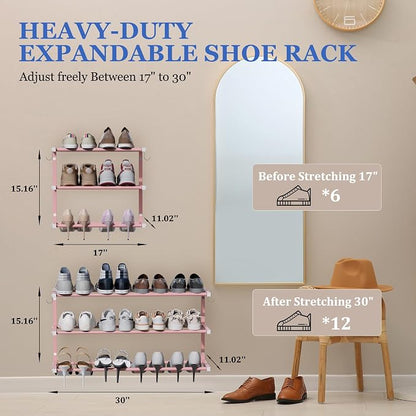 Wall Mounted Shoe Rack, 3 Tier Hanging Shoe Rack Holds 12 Pairs, Space Saving - Image 2