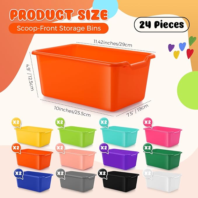 Dandat 72 Pcs Book Bins for Classroom Plastic Cubby Bins Bulk Classroom Storage - Image 2