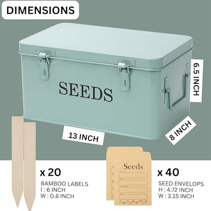 Large Modern Green Rectangular Metal Seed Storage Box - Image 3