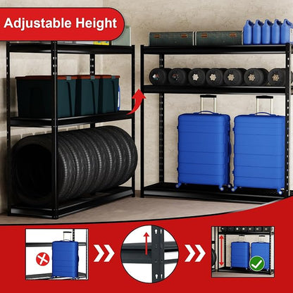 The Atlas 72" H Metal Garage Shelving Unit, 3-Tier Heavy Duty Storage Shelves - Image 4