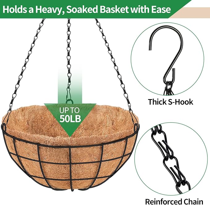 16 Inch Hanging Planters for Outdoor Plants, 2 Pack Large Hanging Baskets | - Image 7