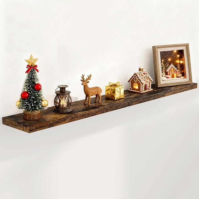 Fun Memories 72 Inch Floating Shelves, 72 x 9.3 Rustic Wooden Fireplace Mantel by FunMemories