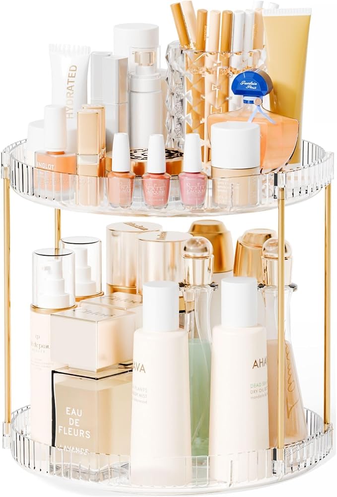 Yieach Acrylic 360 Rotating Makeup Organizer and Perfume Organizer, 2 Tier Make by Yieach