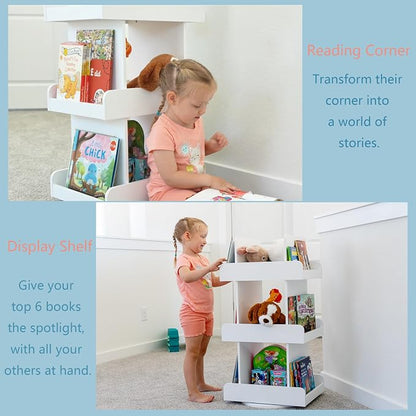Spirich Kids Rotating Bookshelf Tower, Spinning Bookcase - Image 8