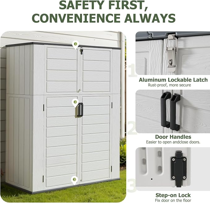 Aoxun 61 Cu.Ft Outdoor Storage Shed, Widened Outdoor Storage Cabinet Waterproof - Image 6