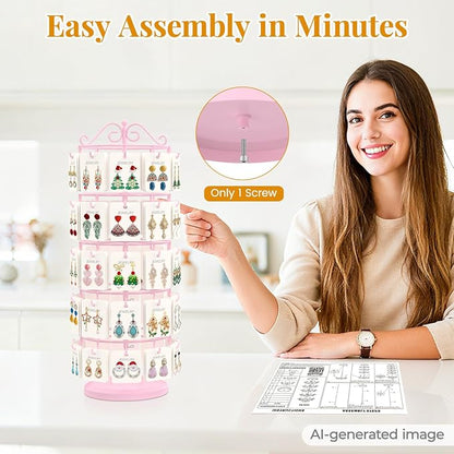 EsLuker.ly Earring Holder Organizer Rotating Display Tree Stand, Adjustable - Image 6