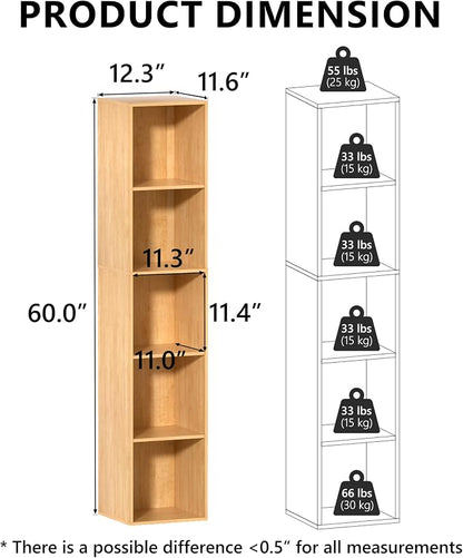 5 Cube Storage Organizer, 5 Tier Vertical Cube Bookcase Freestanding Storage - Image 4