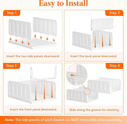 Lifewit 6 Pack Stackable Closet Organizers and Storage Basket - Image 4