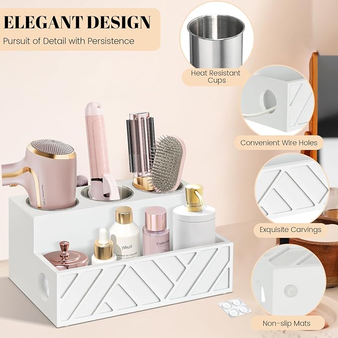 Hair Tool Organizer, Hair Dryer Holder Wall Mounted, Bathroom Countertop - Image 6