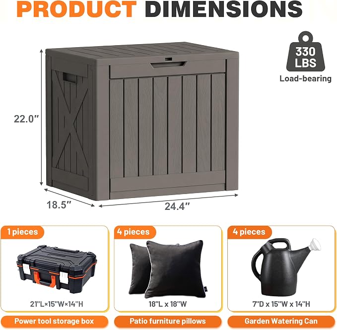 42 Gallon Outdoor Storage Box, Lockable Resin Deck Box - Image 8