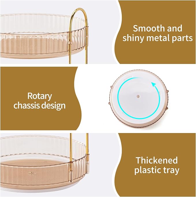 360° Rotating Makeup Organizer, Large Capacity Skincare Organizer, 2 Tier - Image 6
