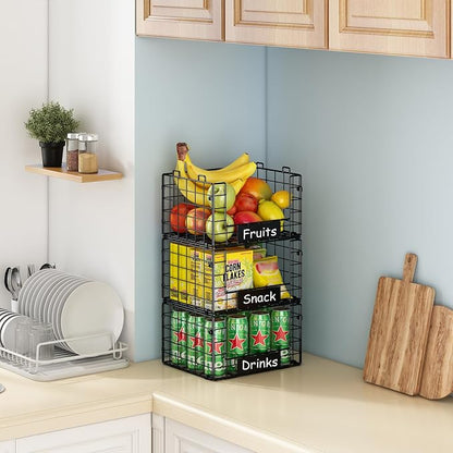3 Pack XL Stackable Wire Baskets - Image 6