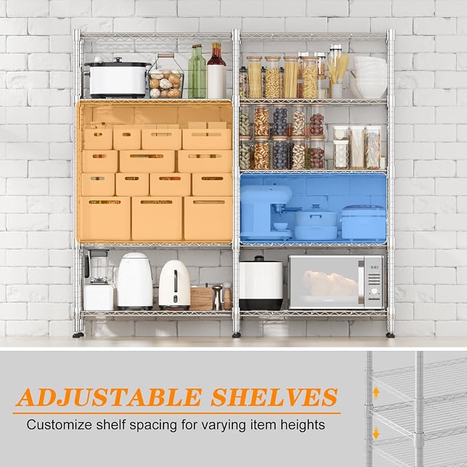 Homdox 5-Tier Adjustable Metal Storage Shelves, Space-Saving Corner Rack - Image 3