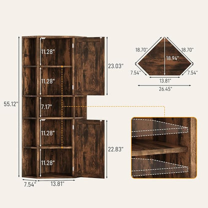 Farmhouse Corner Cabinet with Storage, Tall Corner Storage Cabinet with - Image 2