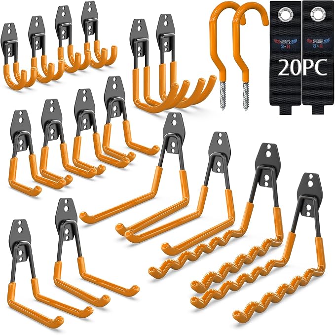 3-H Garage Wall Hooks 20 Pack, Garage Hooks Heavy Duty by 3-H