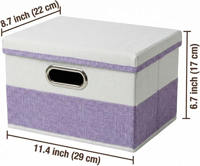 PRANDOM Storage Bins with Lids Linen Fabric Foldable Storage Boxes Organizer - Image 2