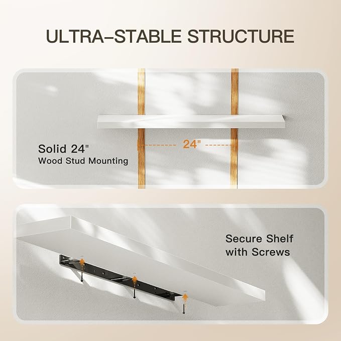 AMADA HOMEFURNISHING Floating Shelves Wall Mounted, 47 x 8 Inch Wall Shelves - Image 6