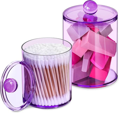 2 Pack Qtip Holder, Canister Apothecary Jar Set, Bathroom Jars by XIPENGKEJI