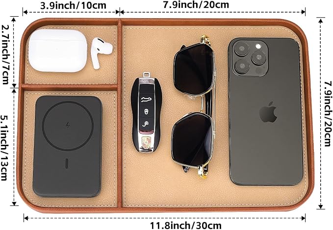SENEN Leather Tray, Stylish and Organized Multifunctional Tray, - Image 6