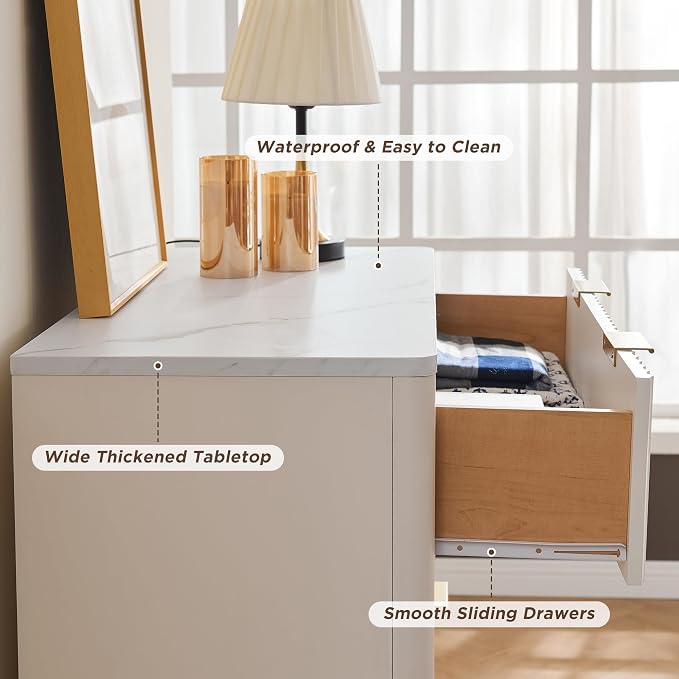 T4TREAM Fluted 5 Drawers Dresser, Curved Profile Design, Wood Drawer Organizer - Image 5