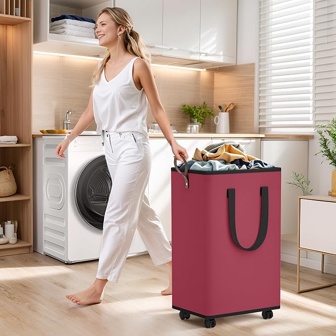 SpaceTrove Laundry Basket with Wheels, Collapsible Laundry Baskets, Laundry - Image 3