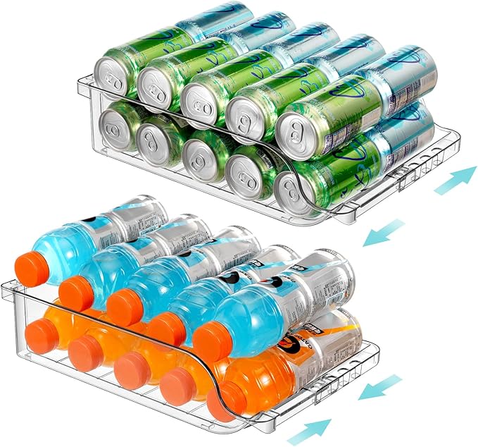 2 Packs Clear Width Adjustable Soda Can Organizer by BingoHive