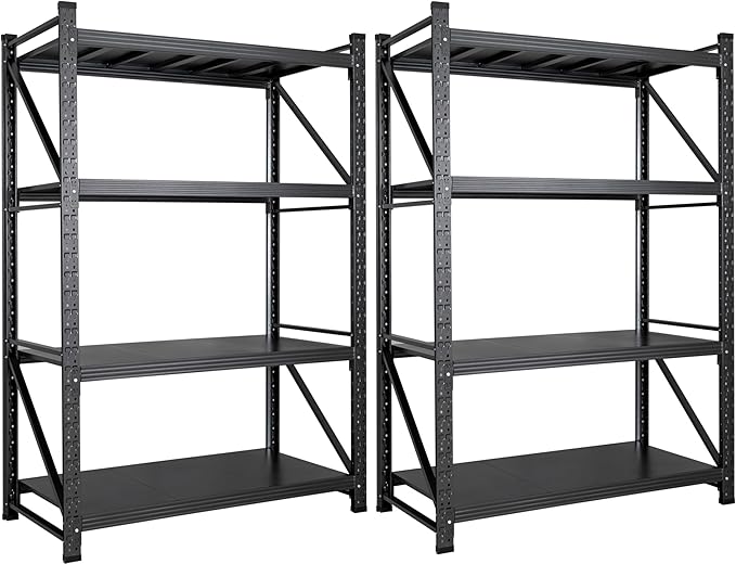 Set of 2 48" Wide Heavy Duty Garage Shelving Units, 3000LBS 24 Deep Storage by SISESOL
