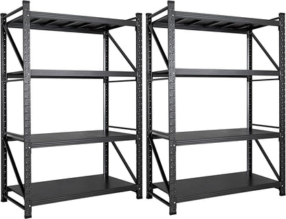 Set of 2 48" Wide Heavy Duty Garage Shelving Units, 3000LBS 24 Deep Storage by SISESOL
