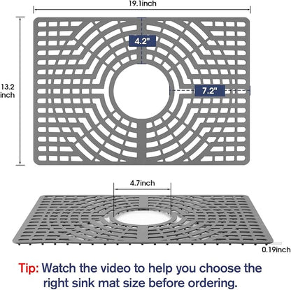 Silicone Sink Protector 19"x13" Center Drain Hole, Heat Resistant Non-slip - Image 2