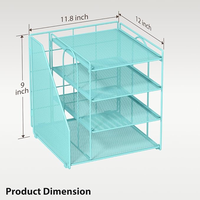 Blue Desk File Organizer and Accessories, 4-Tier Paper Organizer - Image 6