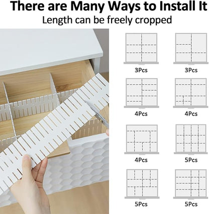 14.5 in White Adjustable Drawer Dividers, TWUTGAYW 8PC DIY Grid Drawer - Image 6