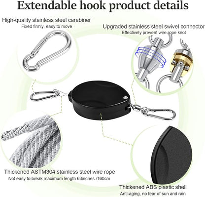 2Pcs Retractable Plant Hanger, Heavy Duty, Quick Auto Lock, Adjustable Hook - Image 4