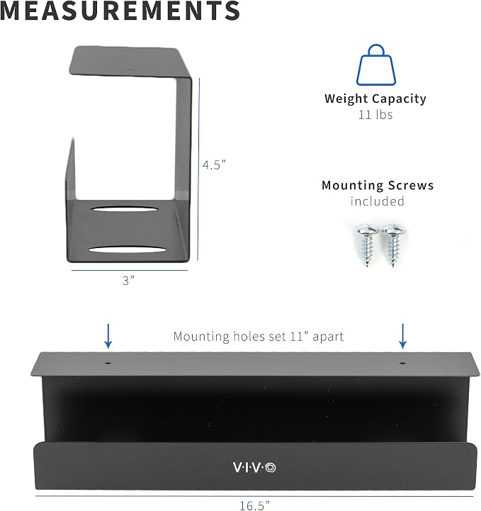 VIVO Under Desk 17 inch Cable Management Tray, Power Strip Holder, Cord - Image 6