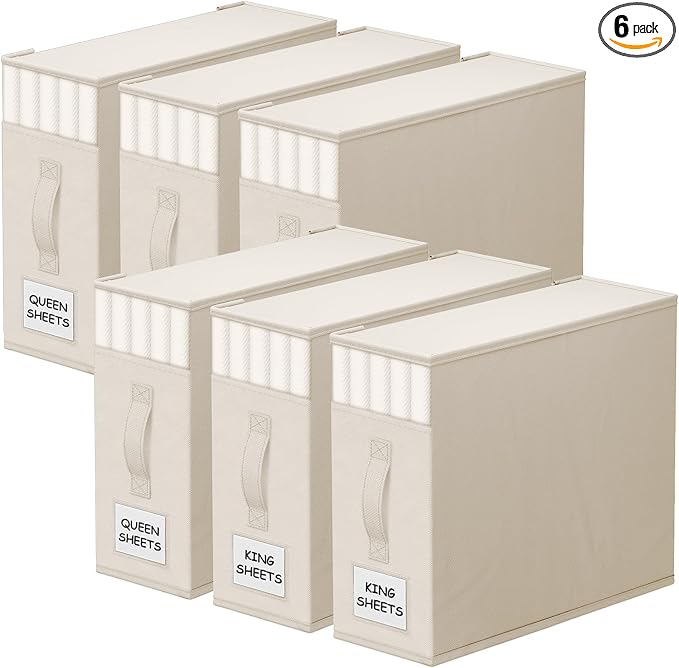 StorageTastic 6 Pack Bed Sheet Closet Organizers and Storage, Sturdy Foldable by StorageTastic
