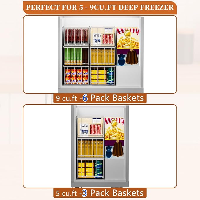 Large Freezer Organizer Bins, Upgrade Quick Expand/Collapse Feature, - Image 5