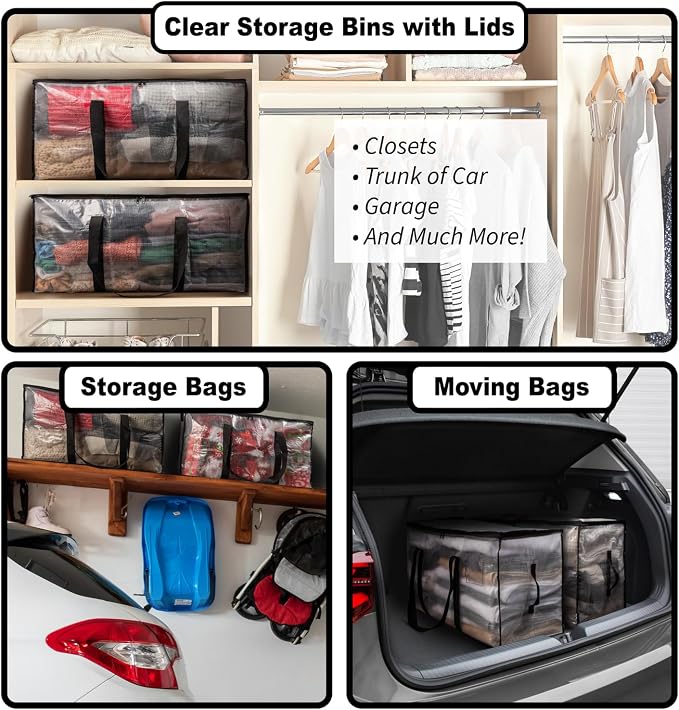 ClearSpace Heavy Duty Moving Bags or Storage Bags – Clear Storage Bins - Image 2