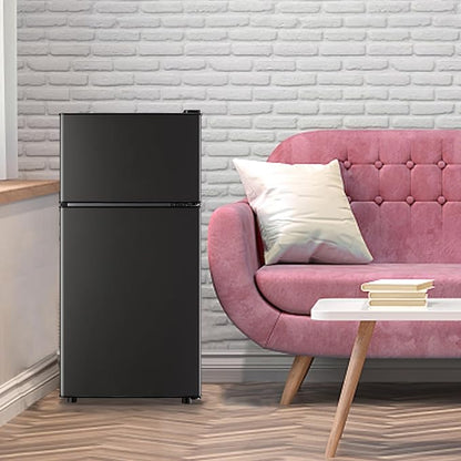 Mini Fridge with Top Freezer Apartment Size Dual Door Compact Small Refrigerator - Image 4