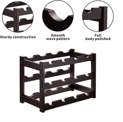VASMIA Bamboo Wine Rack, Sturdy and Durable Wine Storage Cabinet Shelf - Image 4
