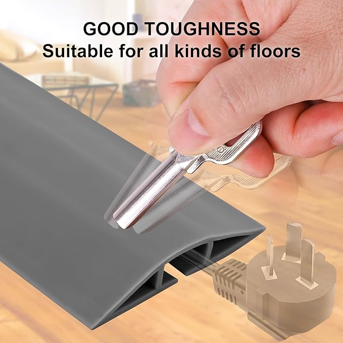 20Ft Floor Cord Cover Gray Silicone Cable Protector Easy to Install Wire - Image 5